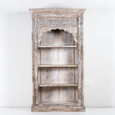 Rajasthan Handmade Indian Furniture Wooden Carved Arch Bookshelf
